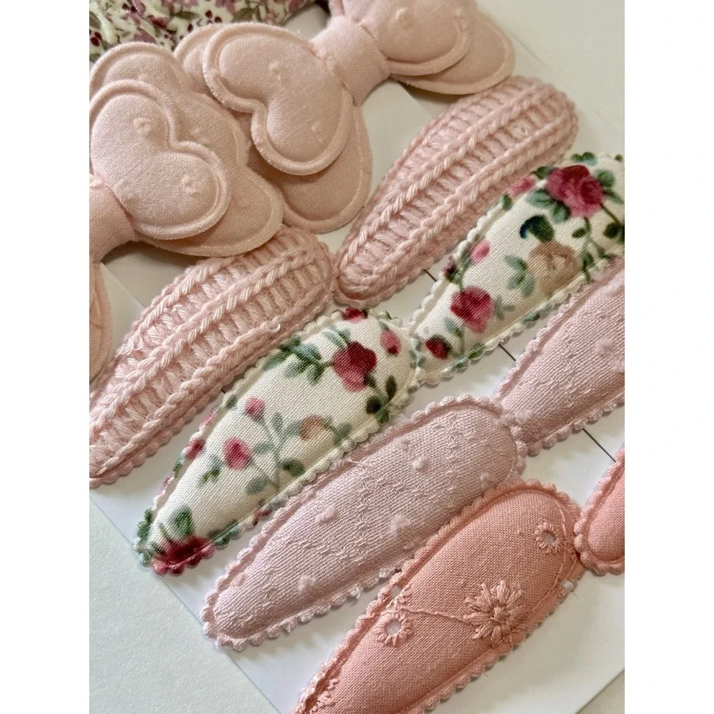 16 Pcs Baby Toddler Girl Fabric Hair Clips Set Vintage Floral Bow Snap Barrettes